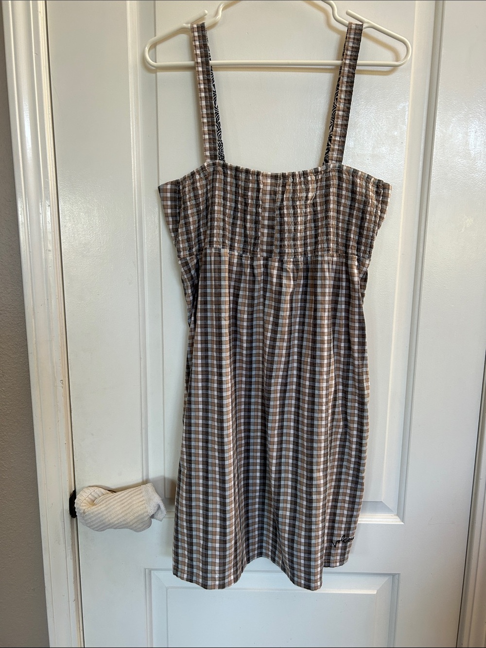 Volcom Brown and White Plaid Sundress